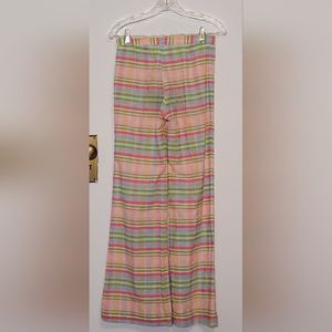 Vintage searsucker cotton bell bottoms. Green, blue, pink and yellow. Small.